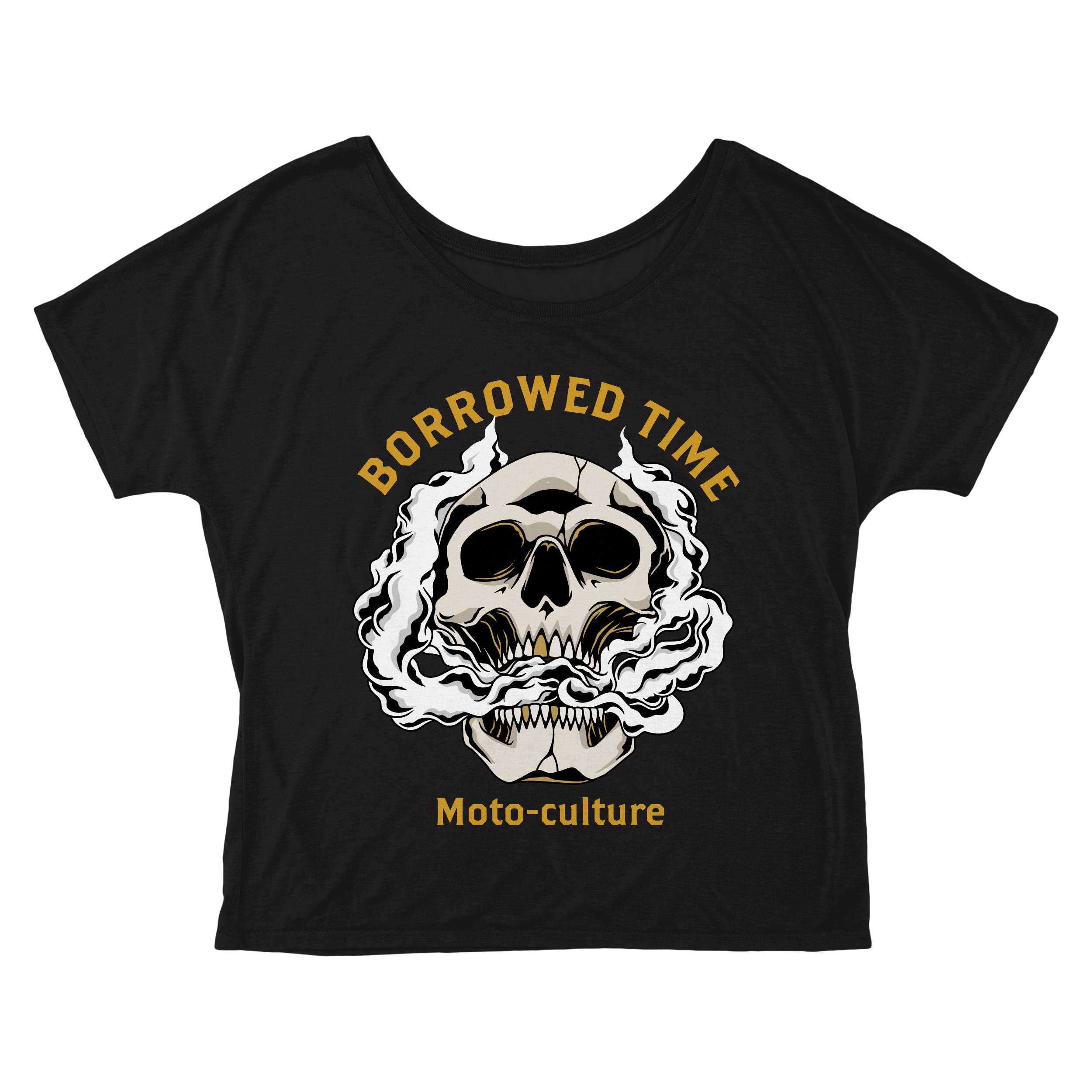 Women's Smoking Skull Logo Crop Top - Black